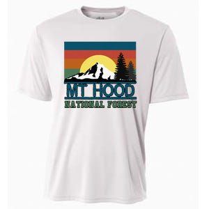 Mt Hood Oregon National Forest Trees Retro Cooling Performance Crew T-Shirt