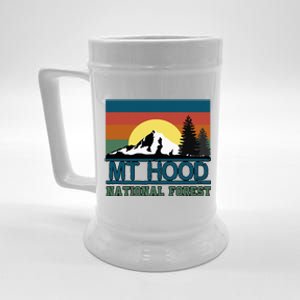 Mt Hood Oregon National Forest Trees Retro Beer Stein