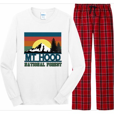 Mt Hood Oregon National Forest Trees Retro Long Sleeve Pajama Set