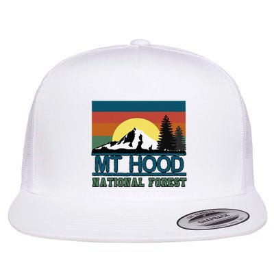 Mt Hood Oregon National Forest Trees Retro Flat Bill Trucker Hat