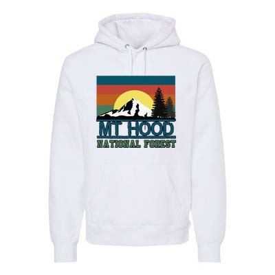 Mt Hood Oregon National Forest Trees Retro Premium Hoodie