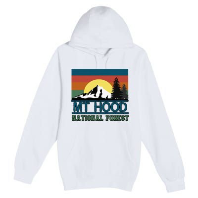 Mt Hood Oregon National Forest Trees Retro Premium Pullover Hoodie