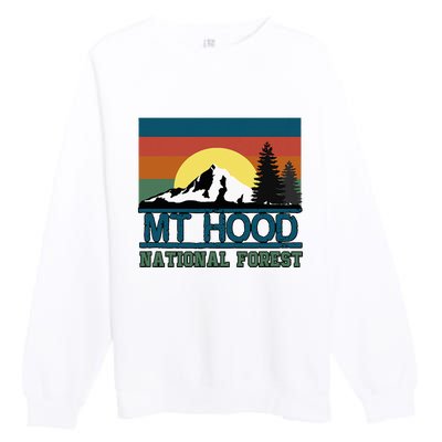 Mt Hood Oregon National Forest Trees Retro Premium Crewneck Sweatshirt