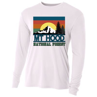 Mt Hood Oregon National Forest Trees Retro Cooling Performance Long Sleeve Crew