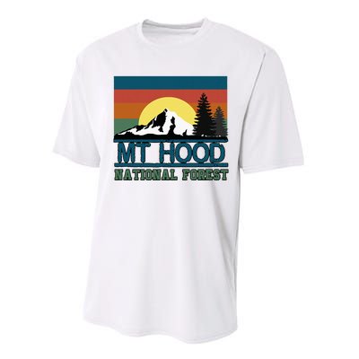 Mt Hood Oregon National Forest Trees Retro Performance Sprint T-Shirt