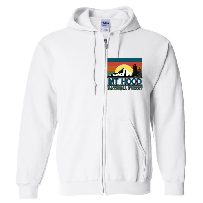 Mt Hood Oregon National Forest Trees Retro Full Zip Hoodie