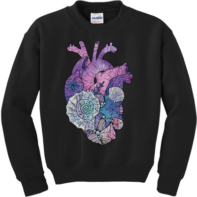  Mermaids Heart  Ocean Inspired Illustration Kids Sweatshirt