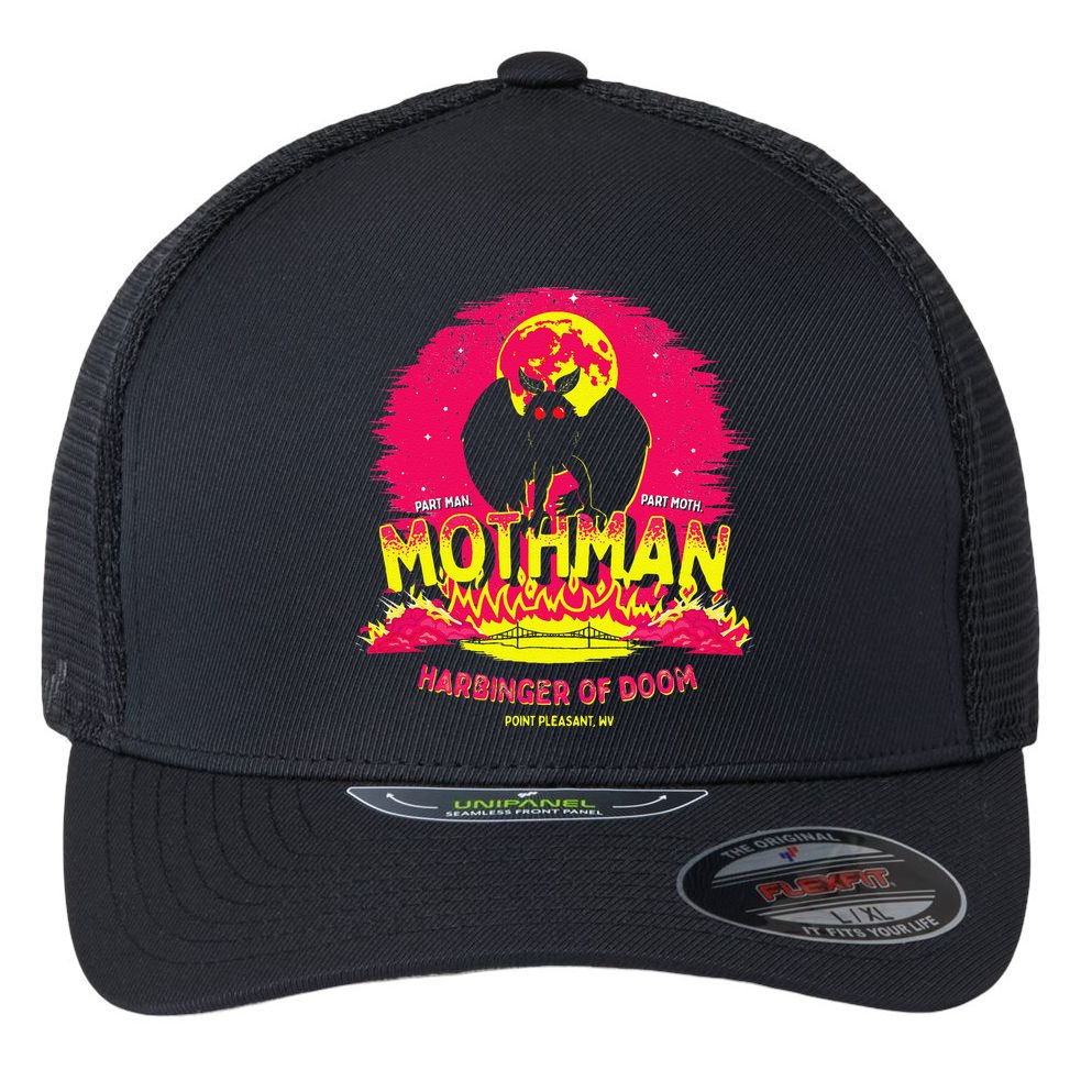 Mothman Harbinger Of Doom! Funny Cute Cryptid Creature Flexfit Unipanel Trucker Cap