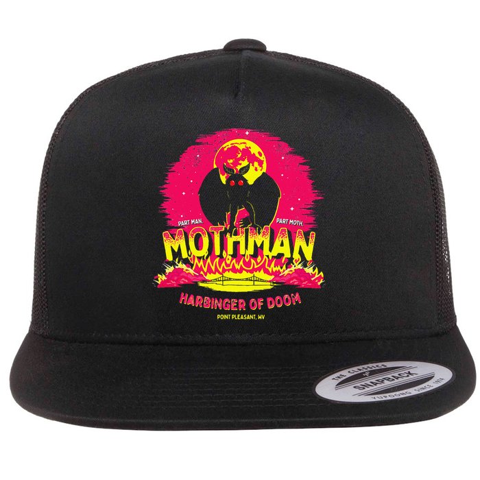 Mothman Harbinger Of Doom! Funny Cute Cryptid Creature Flat Bill Trucker Hat