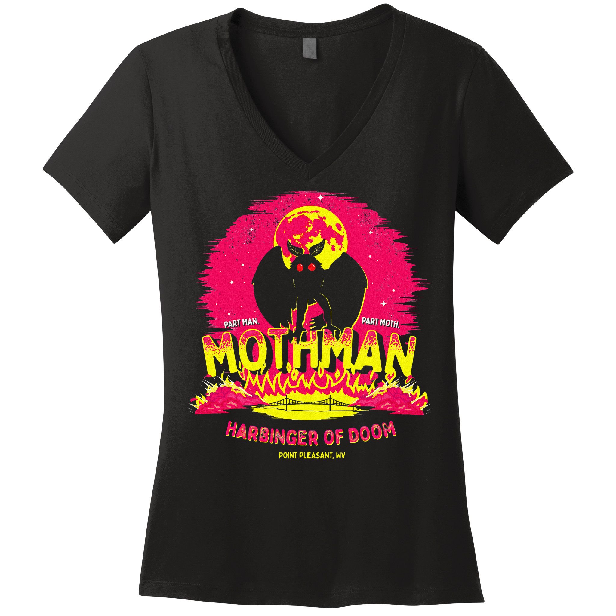 Mothman Harbinger Of Doom! Funny Cute Cryptid Creature Women's V-Neck T-Shirt