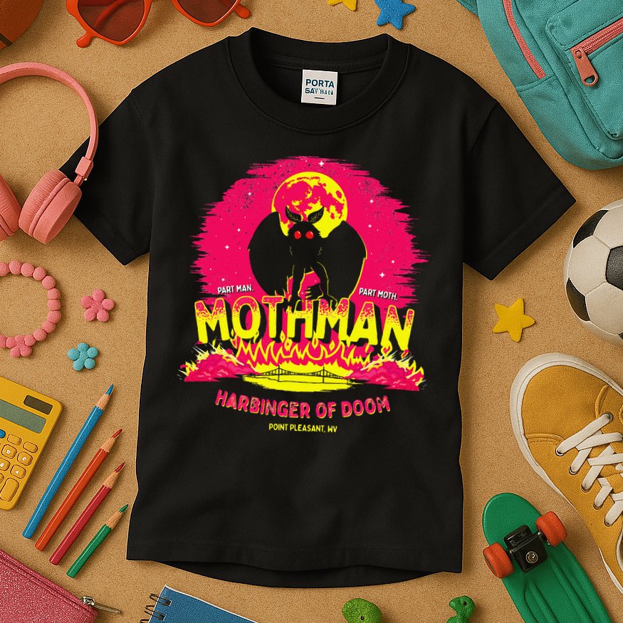 Mothman Harbinger Of Doom! Funny Cute Cryptid Creature Kids T-Shirt