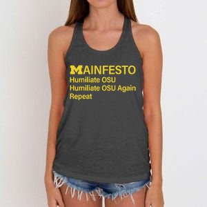 Manifesto Humiliate Osu Humiliate Osu Again Repeat Gifts Fun Women's Knotted Racerback Tank