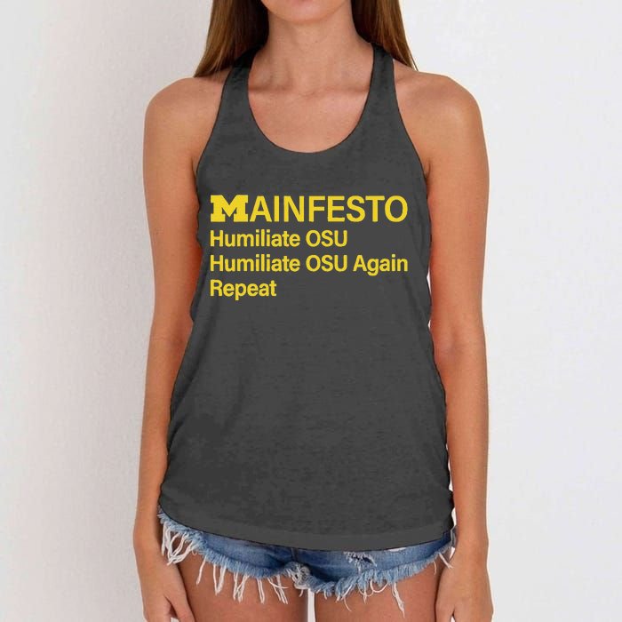 Manifesto Humiliate Osu Humiliate Osu Again Repeat Gifts Fun Women's Knotted Racerback Tank