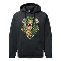 Medusa Hippie Psychedelic Snakes Greek Mythology Women Performance Fleece Hoodie