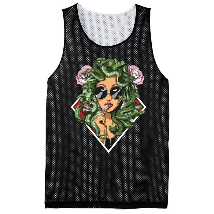 Medusa Hippie Psychedelic Snakes Greek Mythology Women Mesh Reversible Basketball Jersey Tank