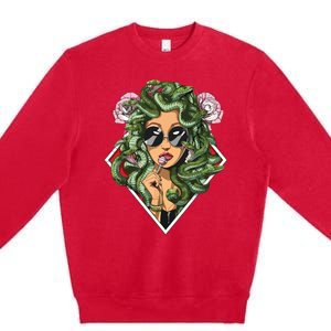 Medusa Hippie Psychedelic Snakes Greek Mythology Women Premium Crewneck Sweatshirt