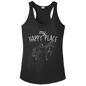 My Happy Place Horse Lover Equestrian Horseback Rider Ladies PosiCharge Competitor Racerback Tank