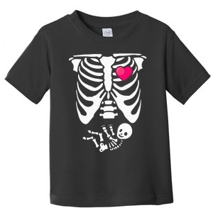 Matching Halloween Pregnancy Announcement Skeleton Couples Toddler T-Shirt