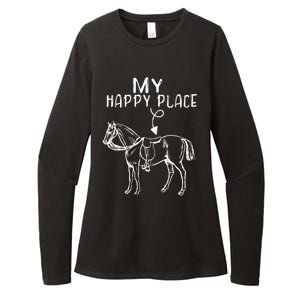 My Happy Place Horse Lover Horseback Riding Equestrian Gifts Womens CVC Long Sleeve Shirt