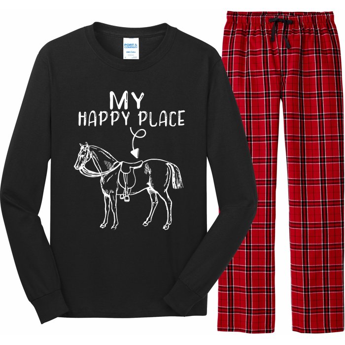 My Happy Place Horse Lover Horseback Riding Equestrian Gifts Long Sleeve Pajama Set