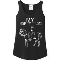 My Happy Place Horse Lover Horseback Riding Equestrian Gifts Ladies Essential Tank