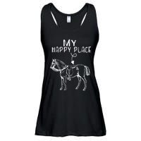 My Happy Place Horse Lover Horseback Riding Equestrian Gifts Ladies Essential Flowy Tank