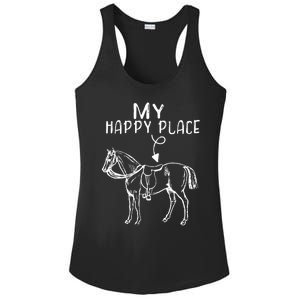 My Happy Place Horse Lover Horseback Riding Equestrian Gifts Ladies PosiCharge Competitor Racerback Tank