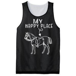 My Happy Place Horse Lover Horseback Riding Equestrian Gifts Mesh Reversible Basketball Jersey Tank