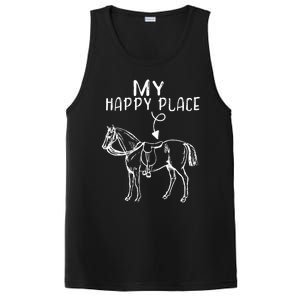 My Happy Place Horse Lover Horseback Riding Equestrian Gifts PosiCharge Competitor Tank