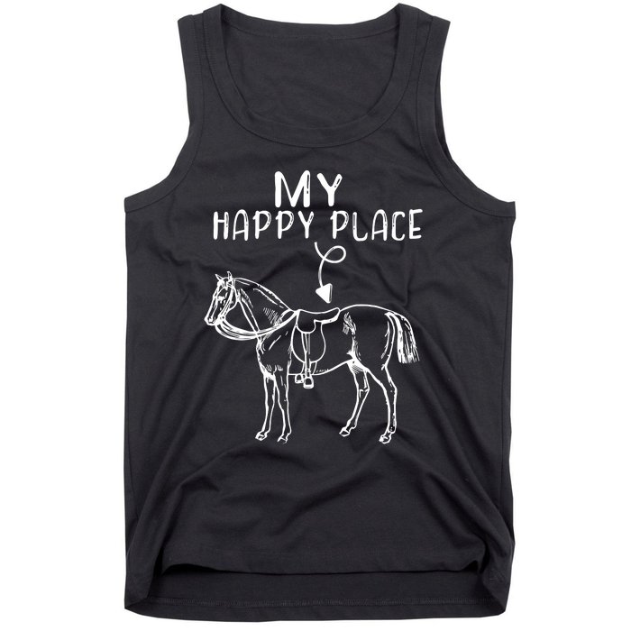 My Happy Place Horse Lover Horseback Riding Equestrian Gifts Tank Top