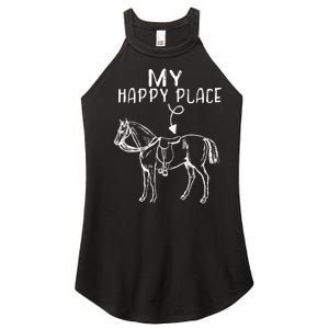 My Happy Place Horse Lover Horseback Riding Equestrian Gifts Women's Perfect Tri Rocker Tank