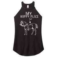 My Happy Place Horse Lover Horseback Riding Equestrian Gifts Women's Perfect Tri Rocker Tank