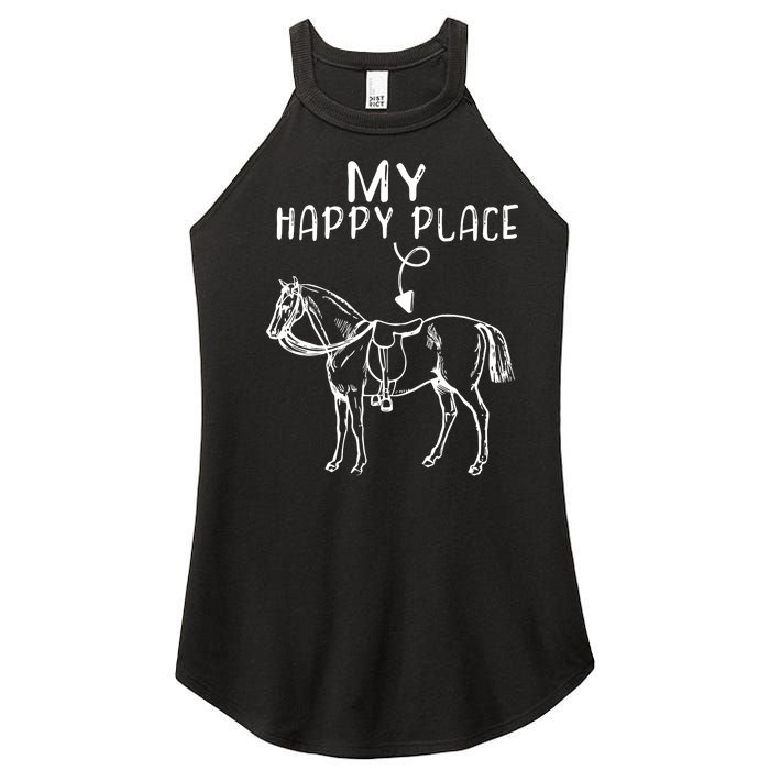 My Happy Place Horse Lover Horseback Riding Equestrian Gifts Women's Perfect Tri Rocker Tank