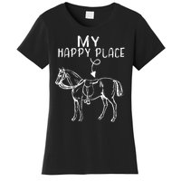 My Happy Place Horse Lover Horseback Riding Equestrian Gifts Women's T-Shirt