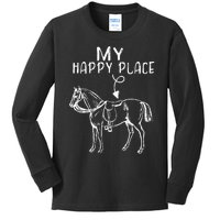 My Happy Place Horse Lover Horseback Riding Equestrian Gifts Kids Long Sleeve Shirt