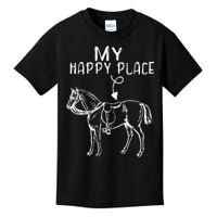 My Happy Place Horse Lover Horseback Riding Equestrian Gifts Kids T-Shirt