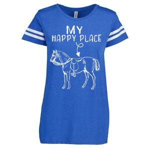 My Happy Place Horse Lover Horseback Riding Equestrian Gifts Enza Ladies Jersey Football T-Shirt