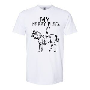 My Happy Place Horse Lover Horseback Riding Equestrian Gifts Softstyle CVC T-Shirt