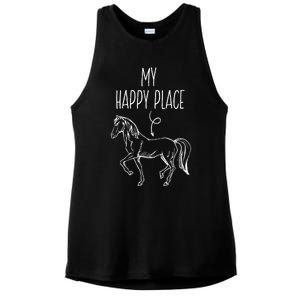 My Happy Place Horse Lover Funny Gift Horseback Riding Equestrian Meaningful Gif Ladies PosiCharge Tri-Blend Wicking Tank