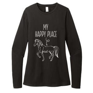 My Happy Place Horse Lover Funny Gift Horseback Riding Equestrian Meaningful Gif Womens CVC Long Sleeve Shirt