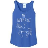 My Happy Place Horse Lover Funny Gift Horseback Riding Equestrian Meaningful Gif Ladies Essential Tank