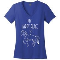 My Happy Place Horse Lover Funny Gift Horseback Riding Equestrian Meaningful Gif Women's V-Neck T-Shirt