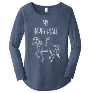 My Happy Place Horse Lover Funny Gift Horseback Riding Equestrian Meaningful Gif Women's Perfect Tri Tunic Long Sleeve Shirt