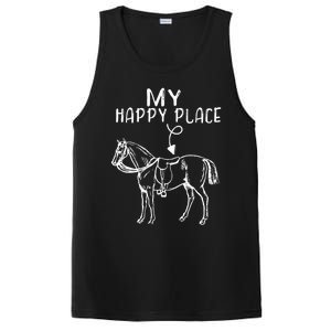 My Happy Place Horse Lover Horseback Riding Equestrian Gift PosiCharge Competitor Tank