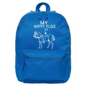 My Happy Place Horse Lover Horseback Riding Equestrian Gift 16 in Basic Backpack