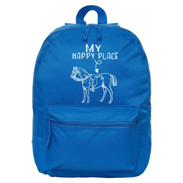 My Happy Place Horse Lover Horseback Riding Equestrian Gift 16 in Basic Backpack