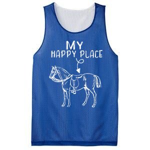 My Happy Place Horse Lover Horseback Riding Equestrian Gift Mesh Reversible Basketball Jersey Tank