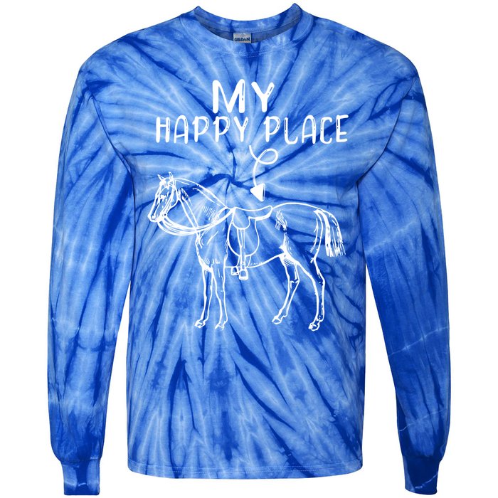 My Happy Place Horse Lover Horseback Riding Equestrian Gift Tie-Dye Long Sleeve Shirt