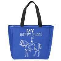 My Happy Place Horse Lover Horseback Riding Equestrian Gift Zip Tote Bag