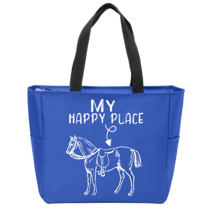 My Happy Place Horse Lover Horseback Riding Equestrian Gift Zip Tote Bag